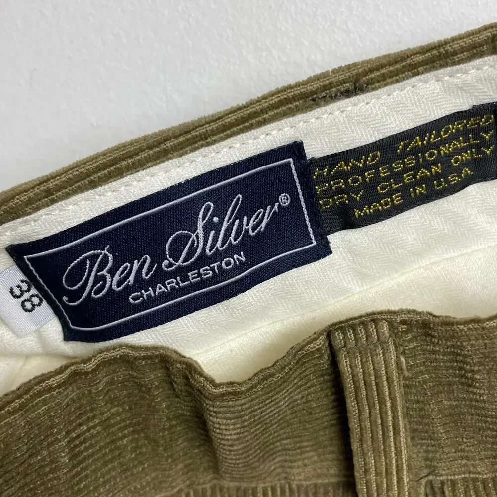 Vintage 90s Ben Silver Corduroy Pants sz 38 Charleston Preppy Old Money Luxury